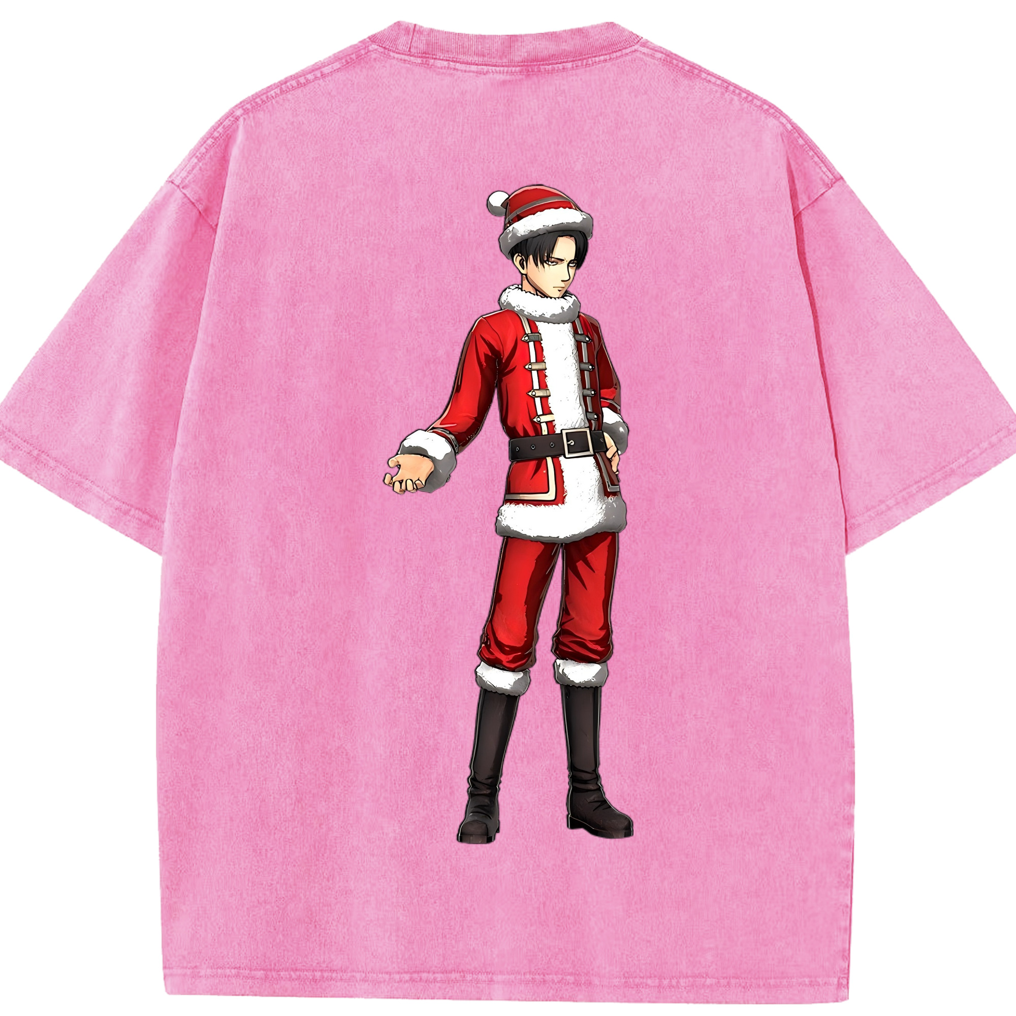 （画像用） 進撃の巨人 リヴァイ·アッカーマン Attack on Titan Levi Ackerman 綿100% ヴィンテージ風 半袖Tシャツ（背面プリント）